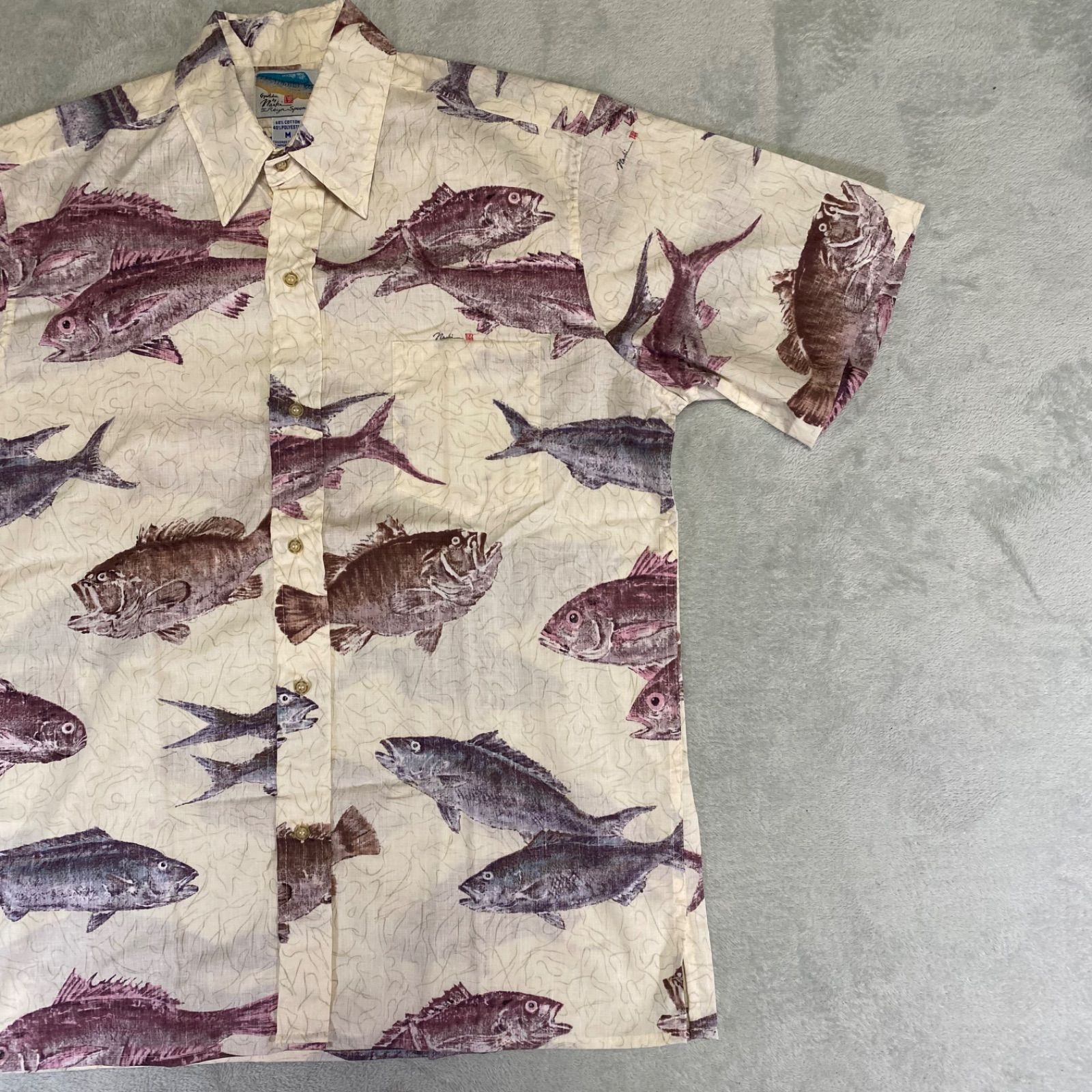 【reyn spooner】 80s レインスプーナー アロハシャツ 魚柄 希少 reyn spooner】 80s レインスプーナー アロハシャツ 魚柄 希少