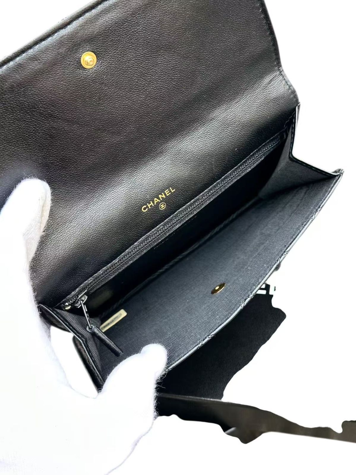 ◆本物シャネルCHANELビコローレラムスキンココマークCCゴールド金具クラッチバッグセカンドバッグポーチ長財布ポーチ黒金ブラック