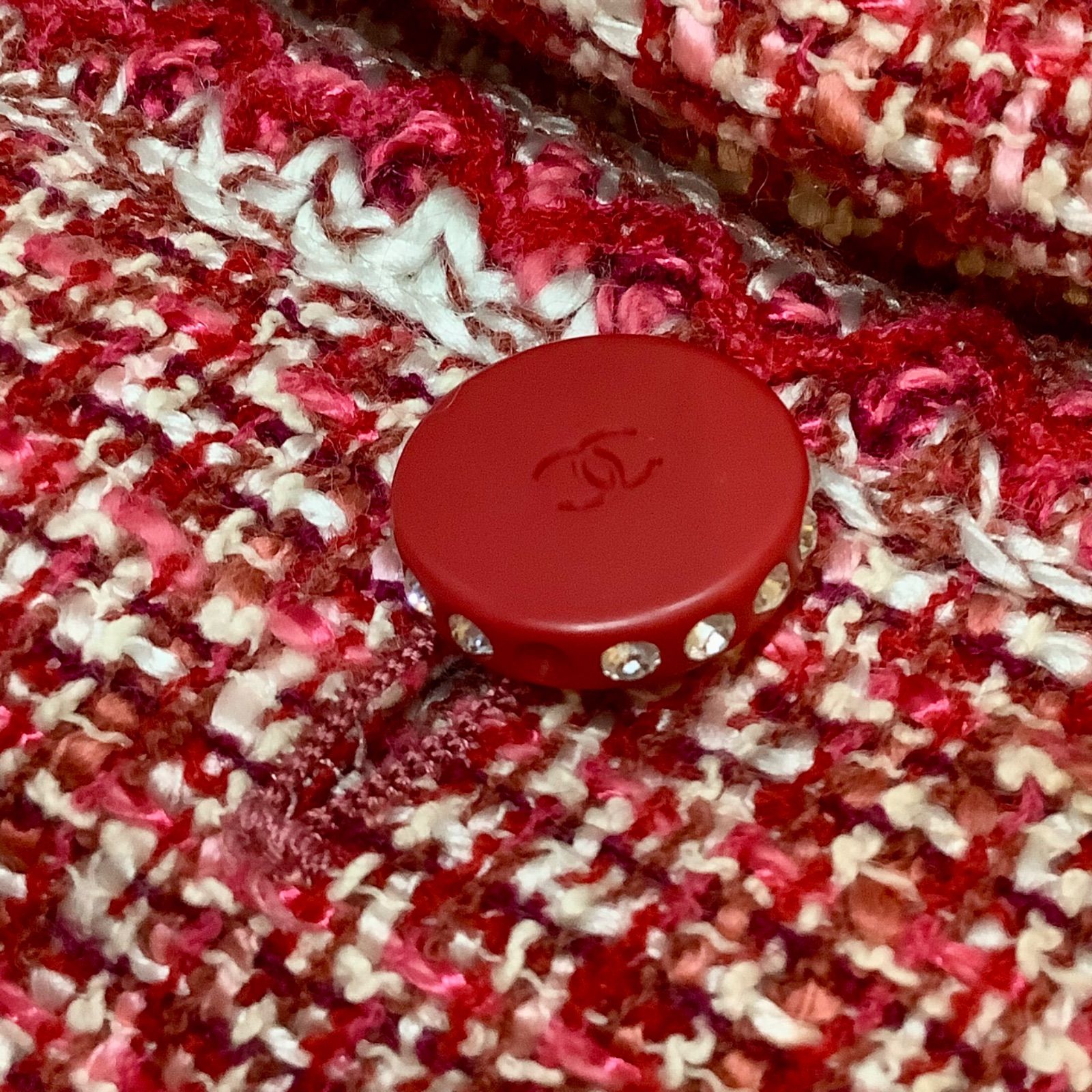 CHANEL ノーカラーツイードジャケット　02P 42 超美品 シャネル CHANEL 02P ツイードジャケット ノーカラージャケット