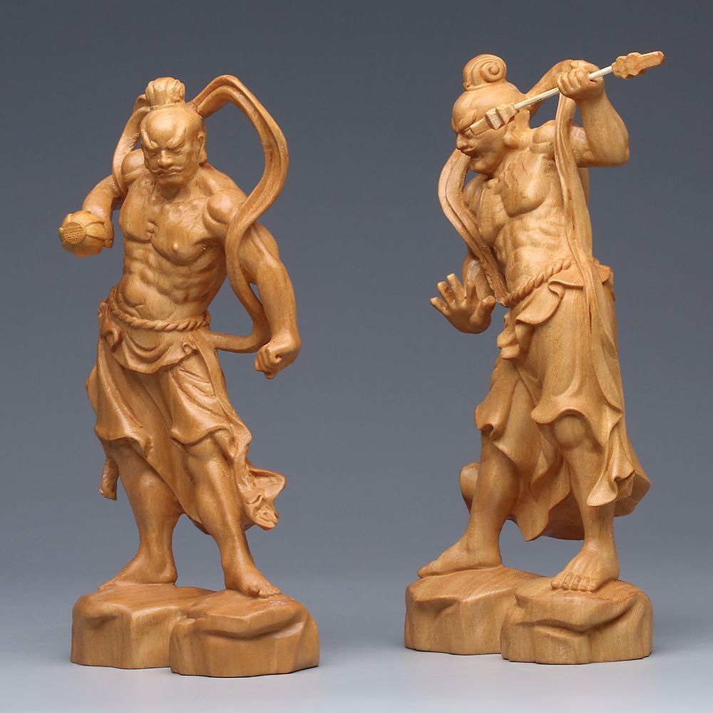 仏教美術 金剛力士像（阿形 吽形）仁王像 極上品 檜木 彫刻 災難除去