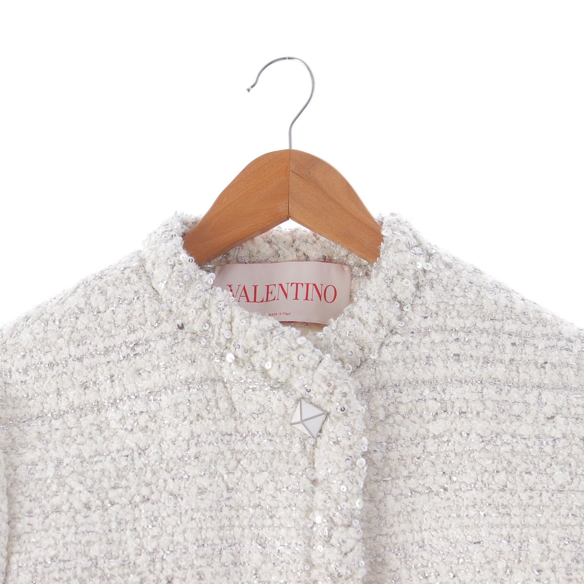 ヴァレンティノ ツイード ワンスタッズ ノーカラージャケット アウター  