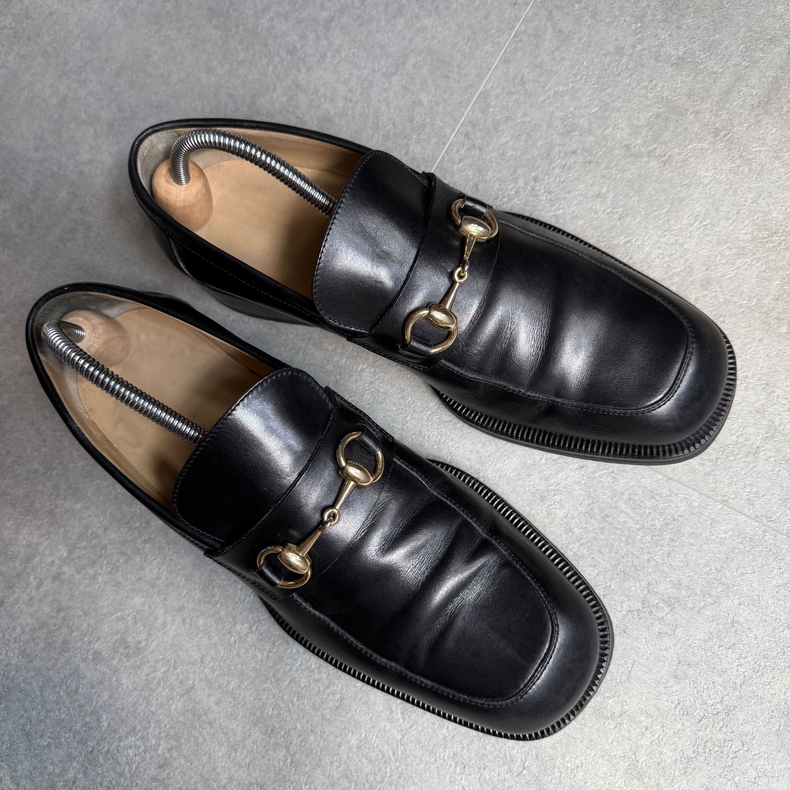 美品 GUCCI グッチ ホースビットローファー スクエアトゥー ブラック