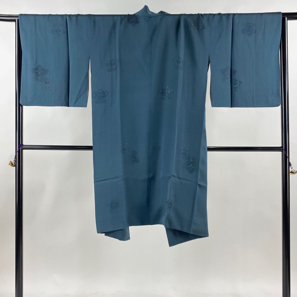 道中着 身丈105.5cm 裄丈67cm M 和装コート 着物衿 橘 藍色 正絹