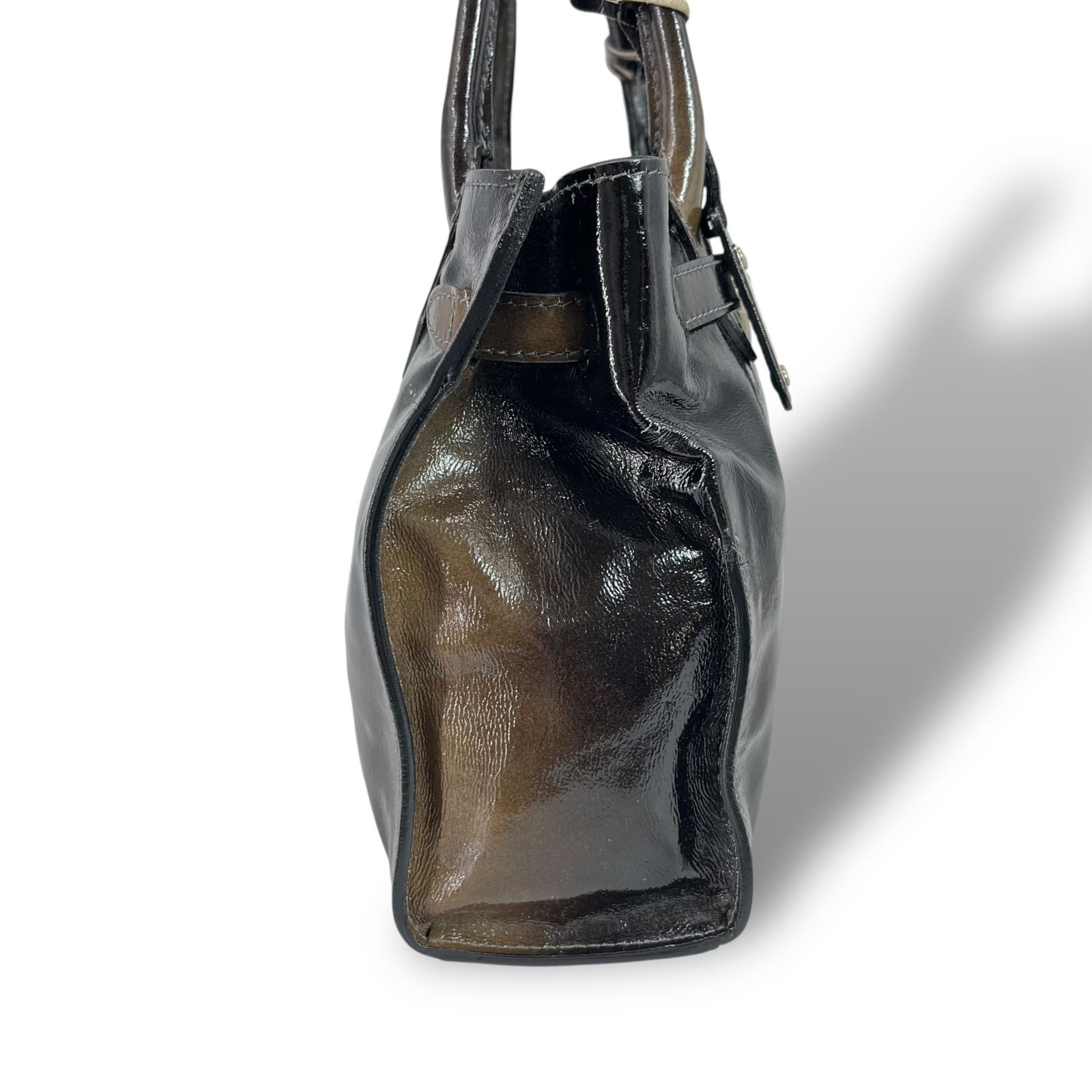 HANAE MORI ハナエモリ トートバッグ レディース エナメル 光沢 南京錠 肩掛け 5091 DECORATOM_COM_BR