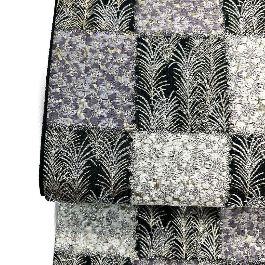 未着用 市松模様 桜花 大王松 金糸 銀糸 袋帯 着物 035a p 【公式通販】