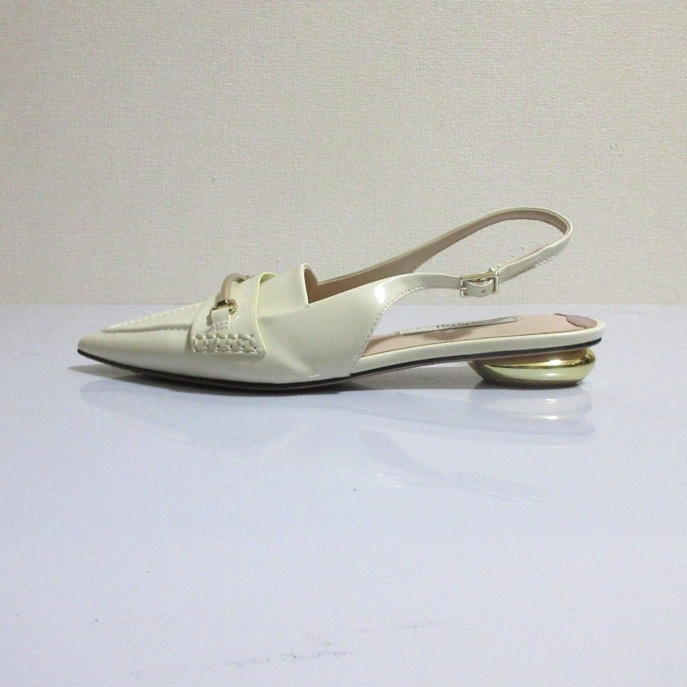 her lip to スリングバックサンダル　サイズ38 ホワイト 良品 Her lip to ハーリップトゥ Bit Slingback Mules ポイン