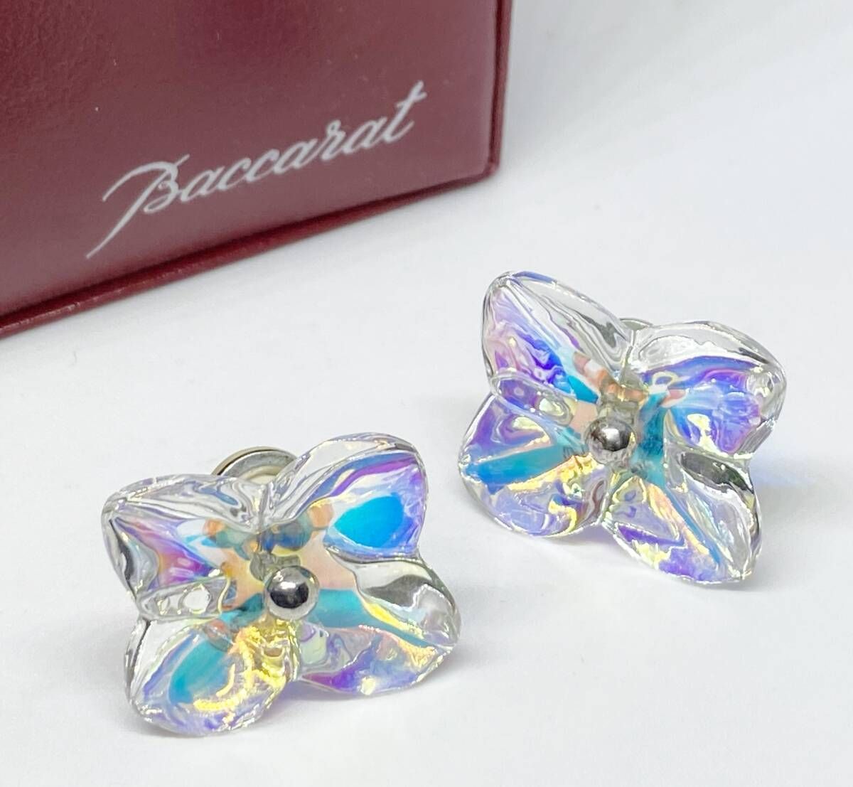 Baccarat クリスタル 花モチーフ イヤリング Baccarat クリスタル 花モチーフ イヤリング
