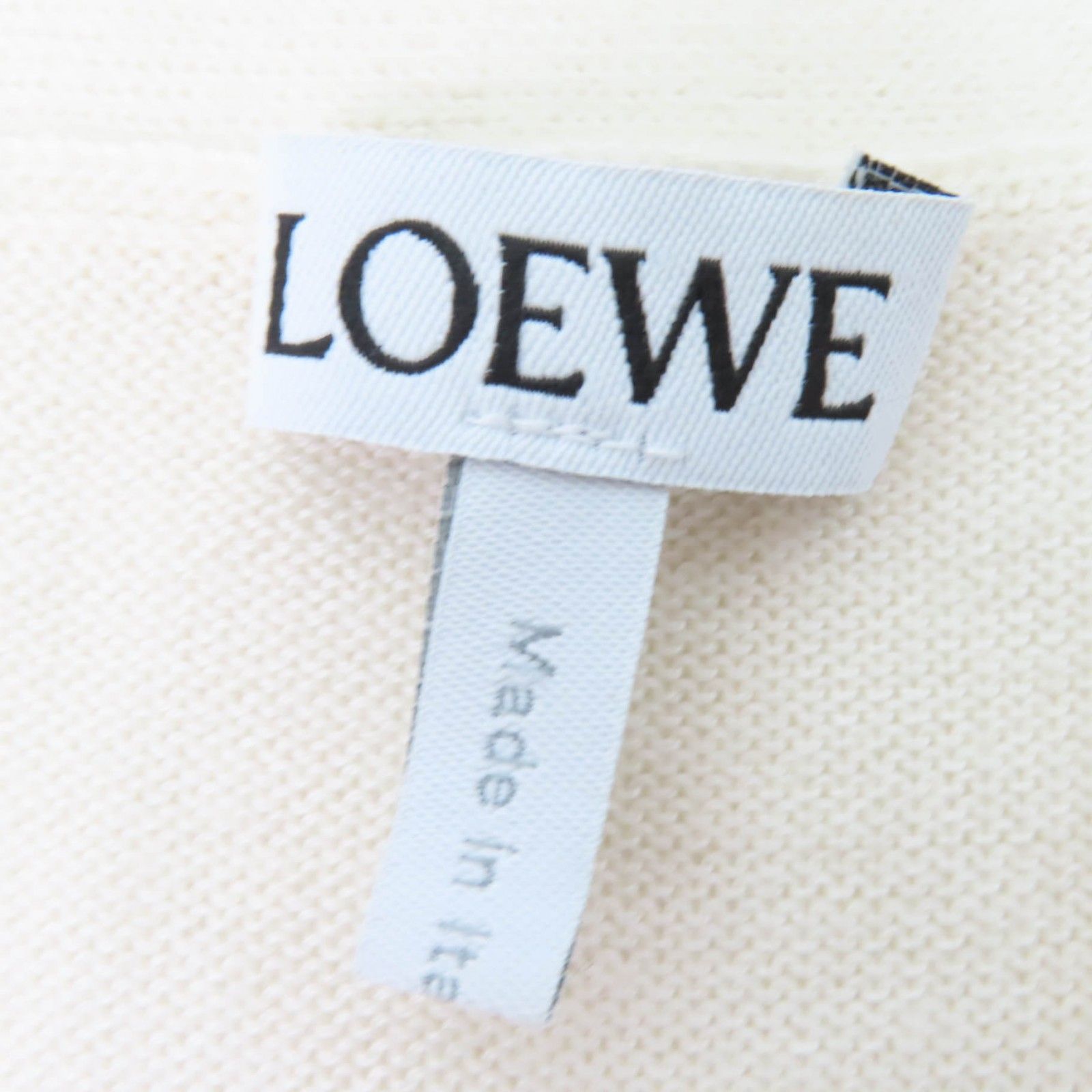 美品☆LOEWE ロエベ S359Y16K24 ロゴ金具付 カシミヤ100％ 長袖 ニット カーディガン アイボリー S イタリア製 正規品 レディース 美品☆LOEWE ロエベ S359Y16K24 ロゴ金具付 カシミヤ100％ 長袖