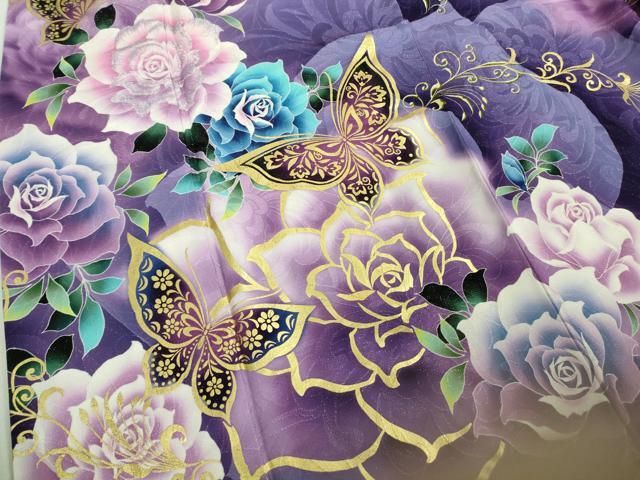 平和屋本店□極上 振袖・長襦袢(無双仕立て・半衿刺繍)セット 刺繍 舞