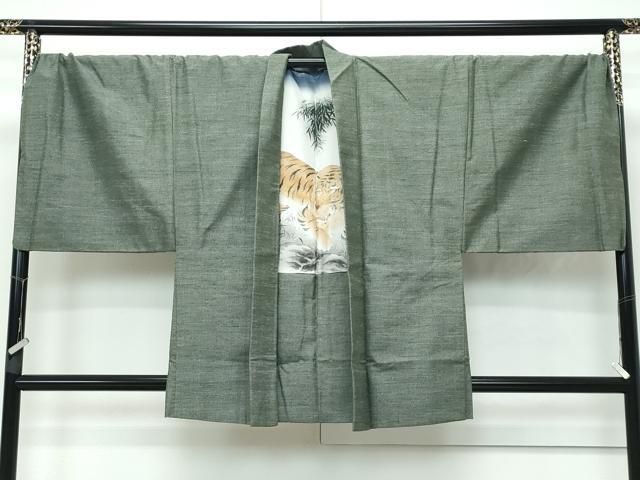 平和屋本店□極上 男性 結城紬 アンサンブル 杢 キングサイズ 逸品