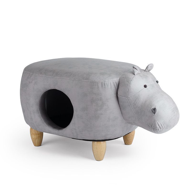 猫ハウス 猫ベッド ペットハウス ペットベッド 灰緑 カバ スツール 多目的 動物 クッション カプセル型 円形出入口 キャットハウス 木製 ドーム型 窓 椅子 大型 隠れ家 かわいい