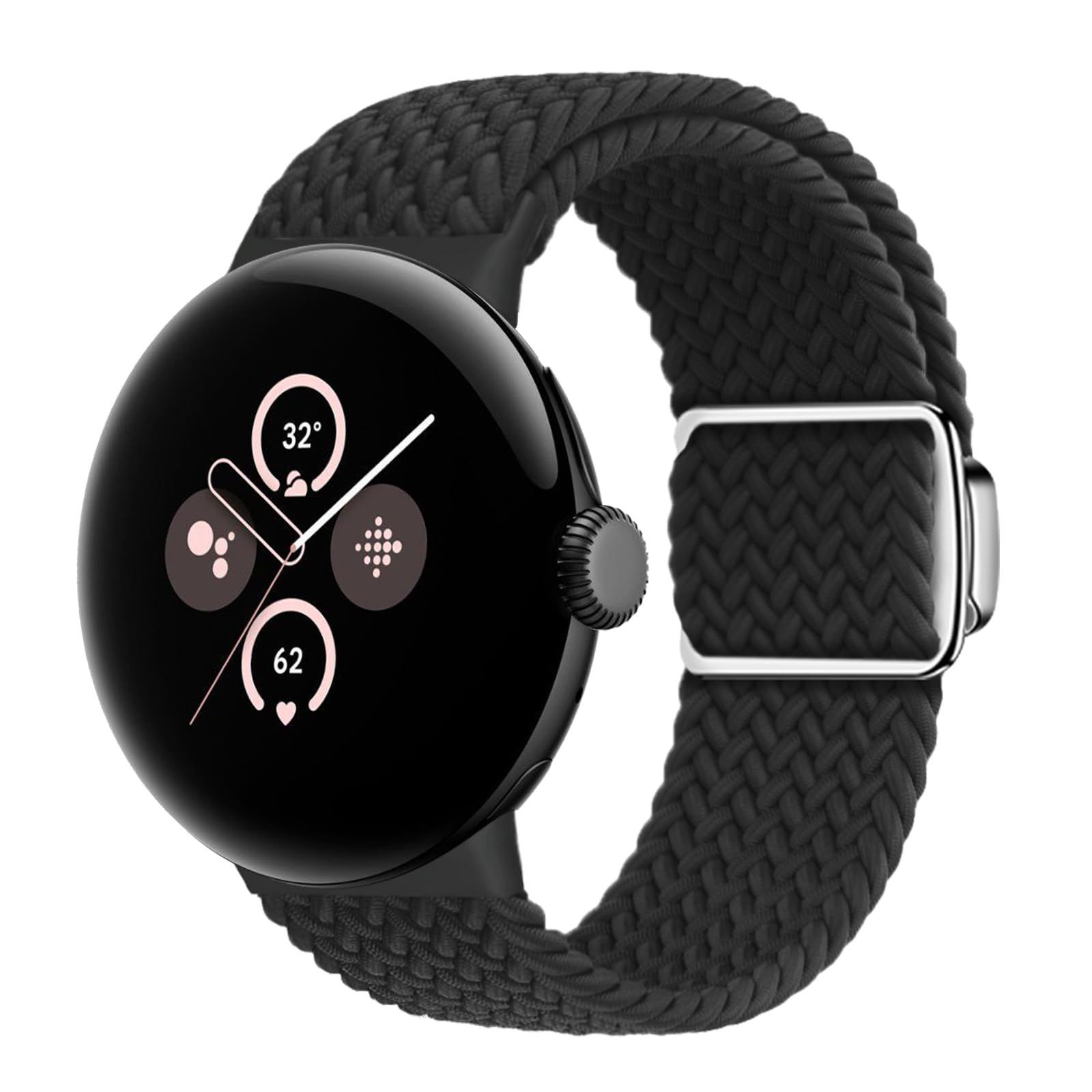 スポーツ 弾力性 ブラック 編み込み 男女兼用 バンド LanQii ナイロン : [LanQii] バンド 20mm 対応 22mm 対応 バンド 交換