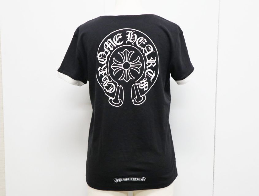 クロムハーツ CHROME HEARTS Tシャツ ホースシュー スクロール Sサイズ ブラック ホワイト レディース トップス