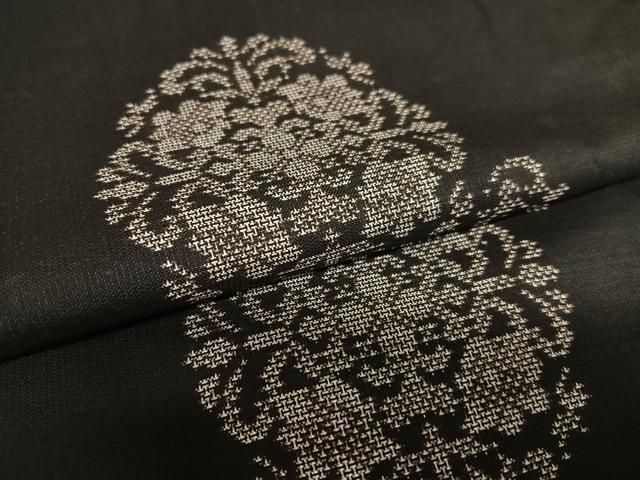 平和屋着物○本場大島紬 9マルキ 地空 草花文 正絹 逸品 AAAT0626zg  