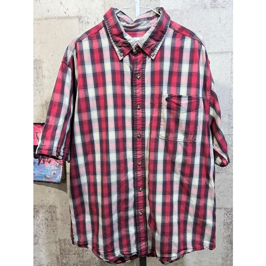 カーハート チェック 半袖 ボタンダウン シャツ US L メンズ CARHARTT レッド ビッグサイズ