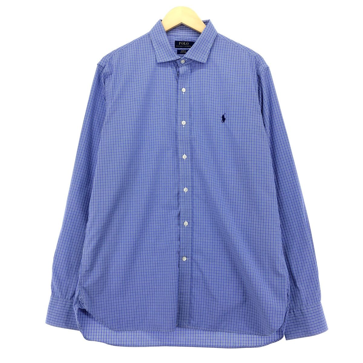 古着 ラルフローレン Ralph Lauren SLIM FIT スリムフィット ワイドカラー 長袖 コットンチェックシャツ メンズXL/eaa451265