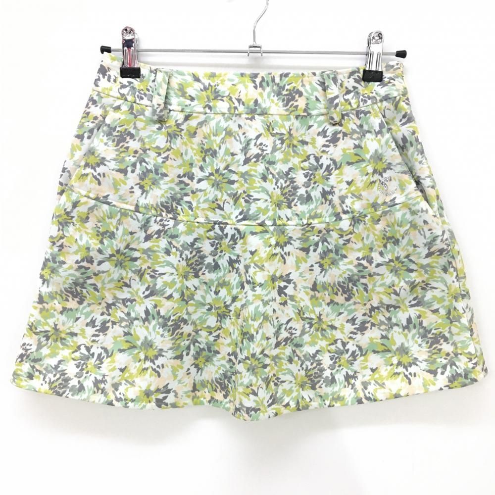 キャロウェイ レッドレーベル スカート 白×ライトグリーン 花柄 ライン