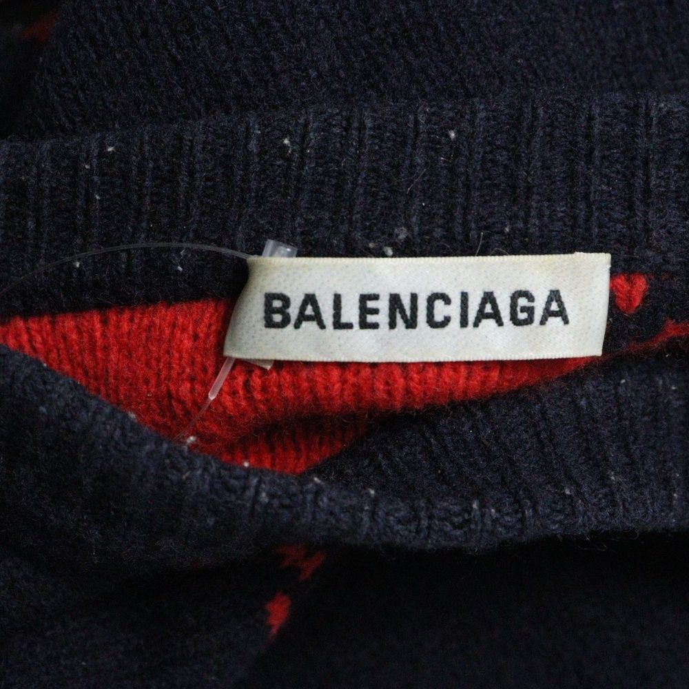 BALENCIAGA ロゴニットセーター 赤 BALENCIAGA - バレンシアガ 555279 T1473 ロゴ総柄ジャカード