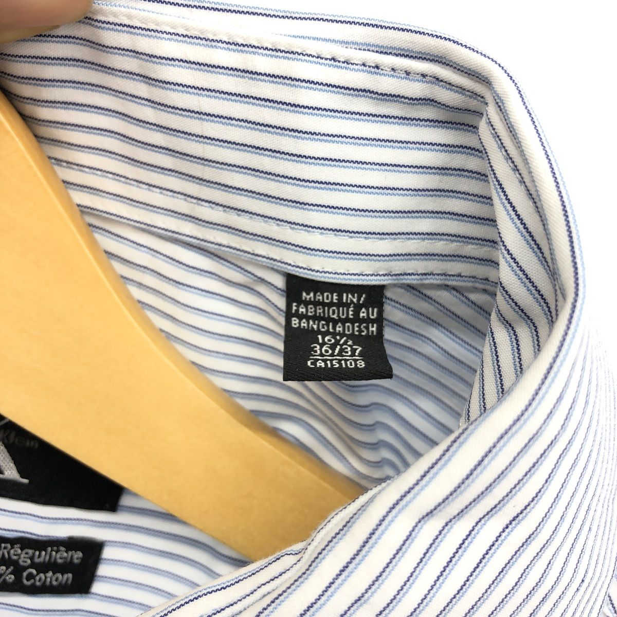 Calvin Klein 長袖 ストライプシャツ M ネイビー ブラック カルバン 