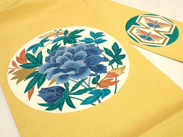 平和屋本店□極上 本加賀友禅作家 木村雨山 九寸名古屋帯 牡丹舞蝶文  