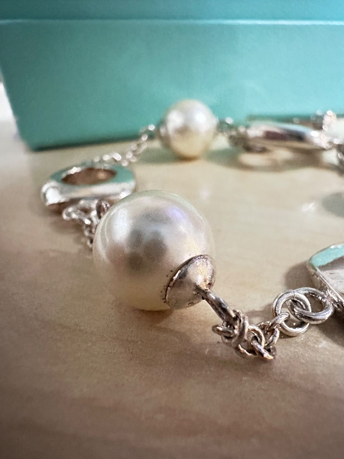 激レア　Tiffany&Co.SV925クッション パール トグルブレスレット 激レア Tiffany&Co SV925クッション パール トグルブレスレット