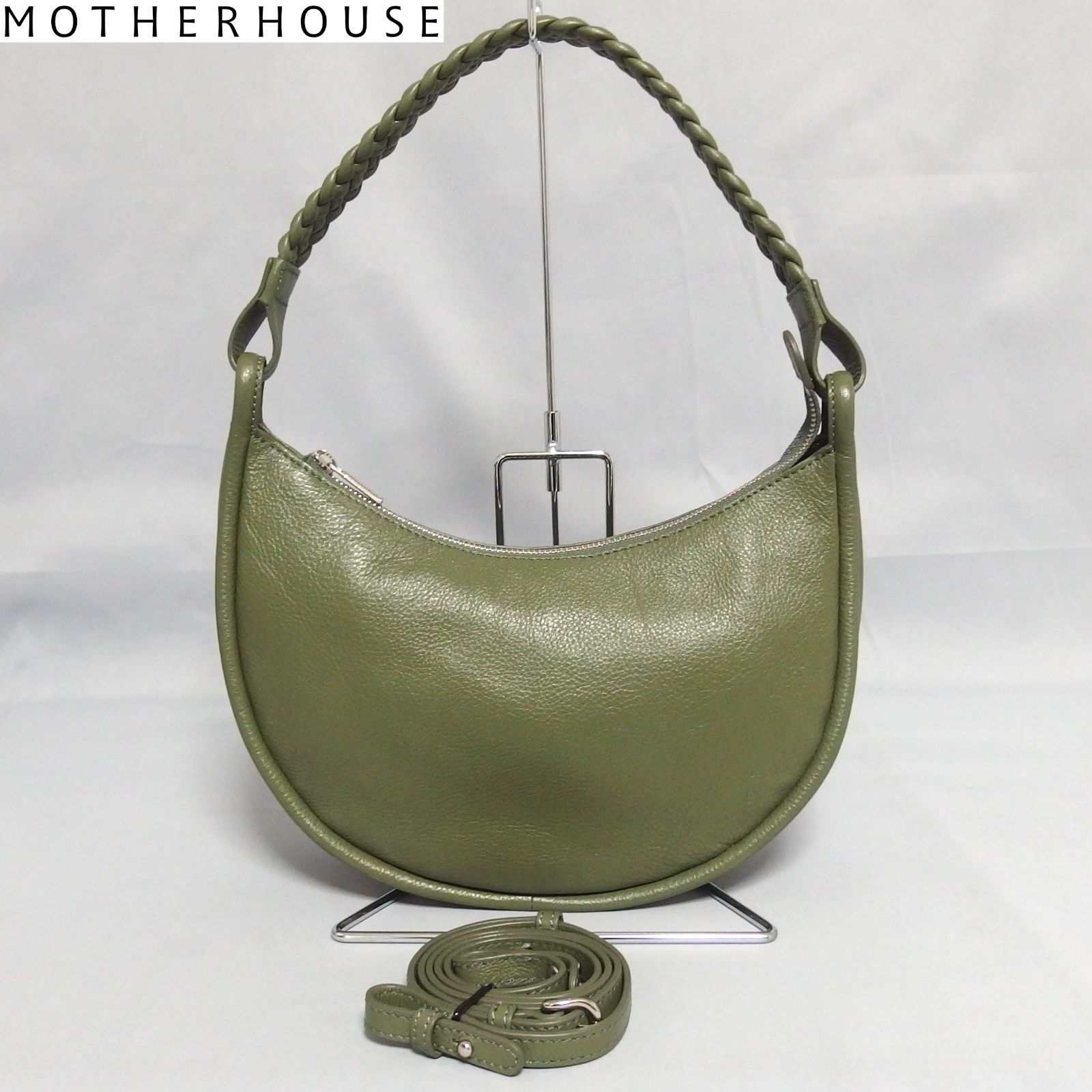 美品】MOTHERHOUSE ショルダーバッグ レザー カーキ マザー