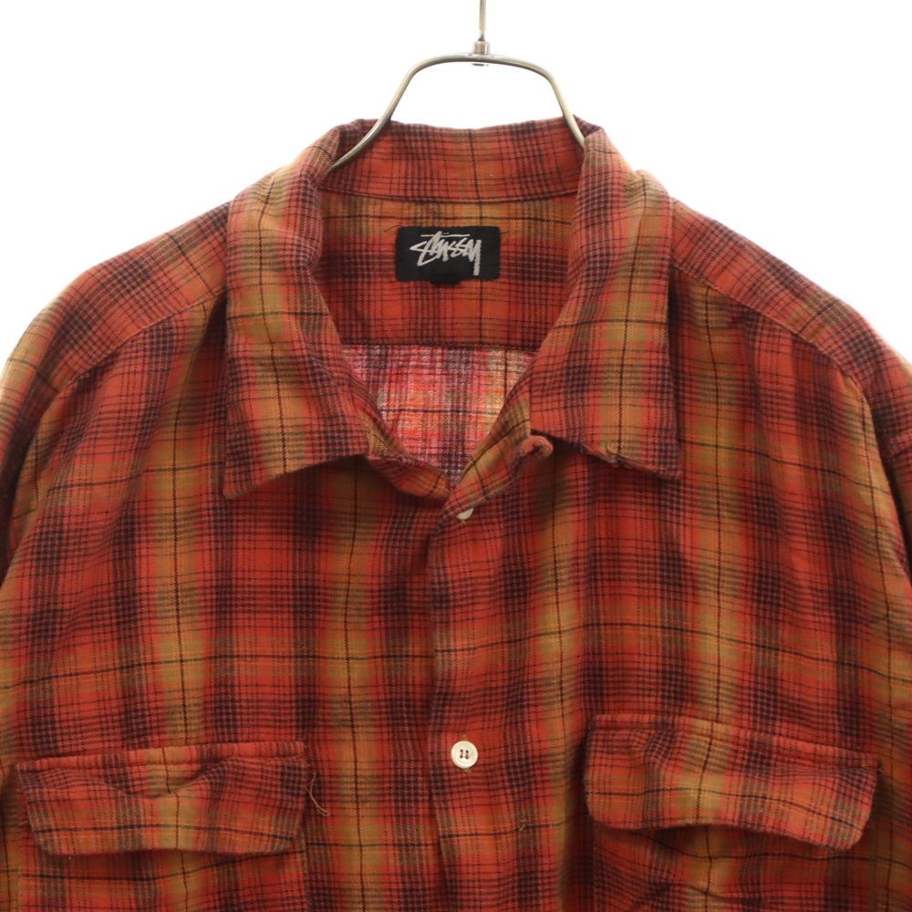 STUSSY (ステューシー) 80s 黒タグ チェックオープンカラー長袖 STUSSY (ステューシー) 80s 黒タグ チェックオープンカラー長袖