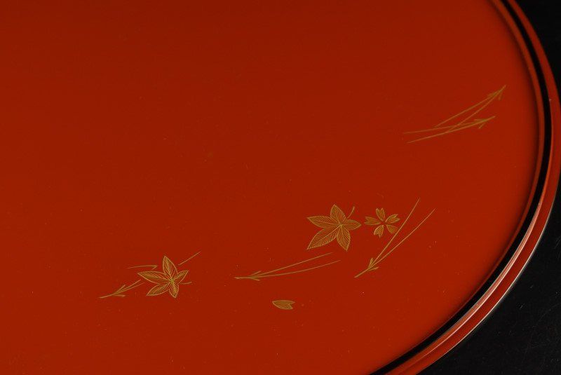 曽我路幸 朱塗沈金紅葉文