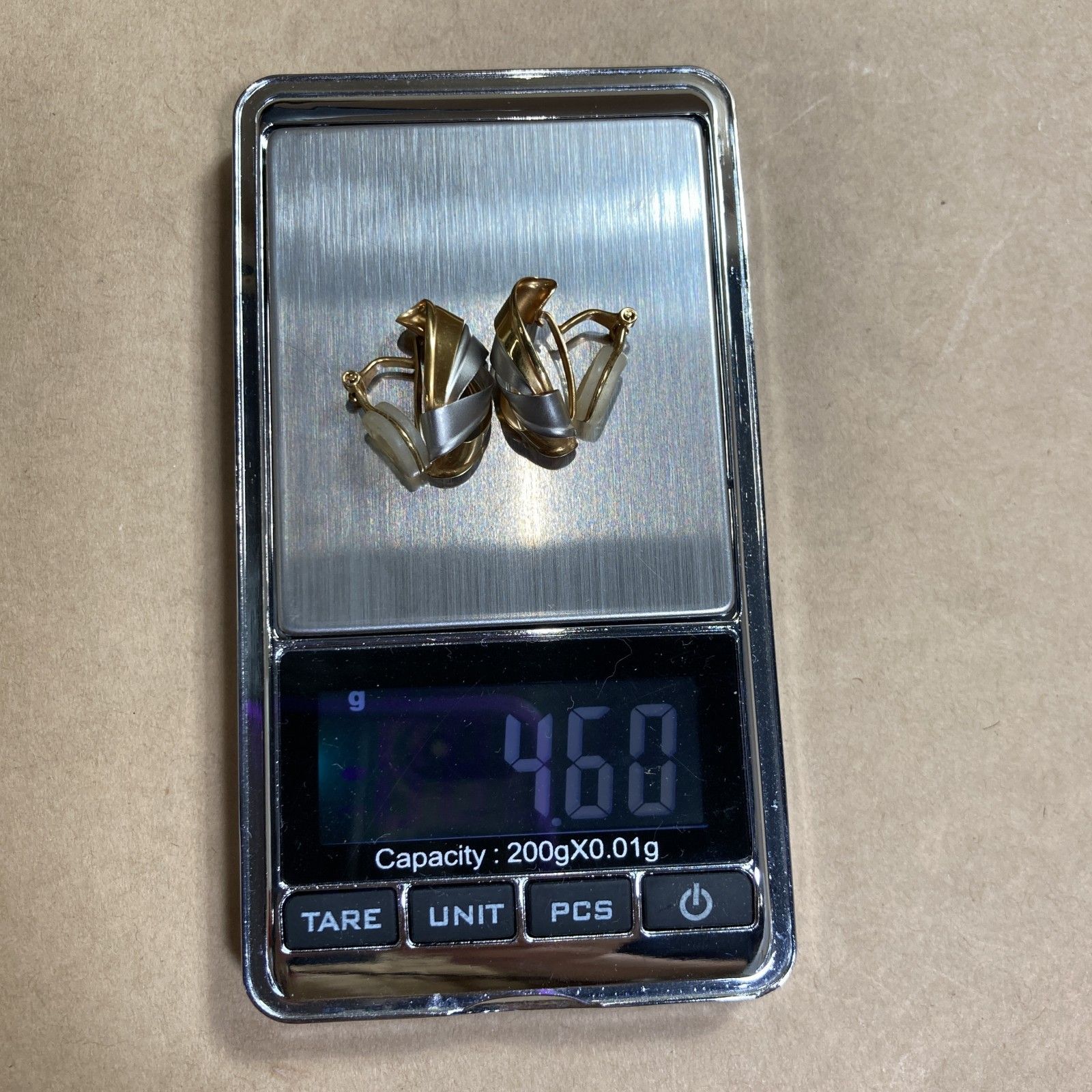 K18 pt900 コンビイヤリング（クリップ式）