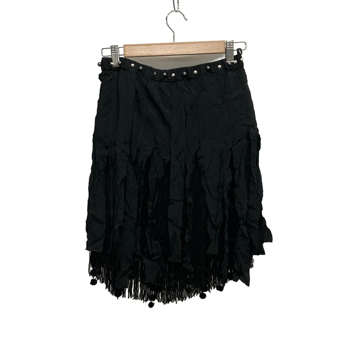 ヌメロ ヴェントゥーノ ミニスカート サイズ36 S レディース - 黒×白×シルバー レイヤード|フリンジ|フェイクパール|ウエストゴム
