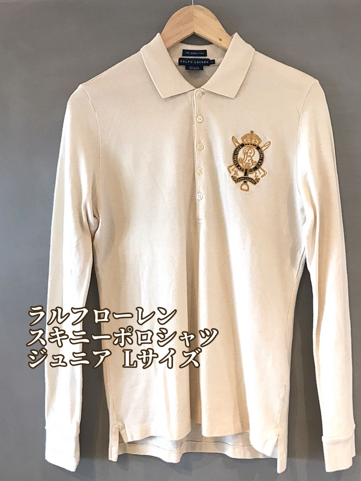 ポロラルフローレン ポロシャツ SKINNY FIT 新品タグ付 白 Lサイズ-