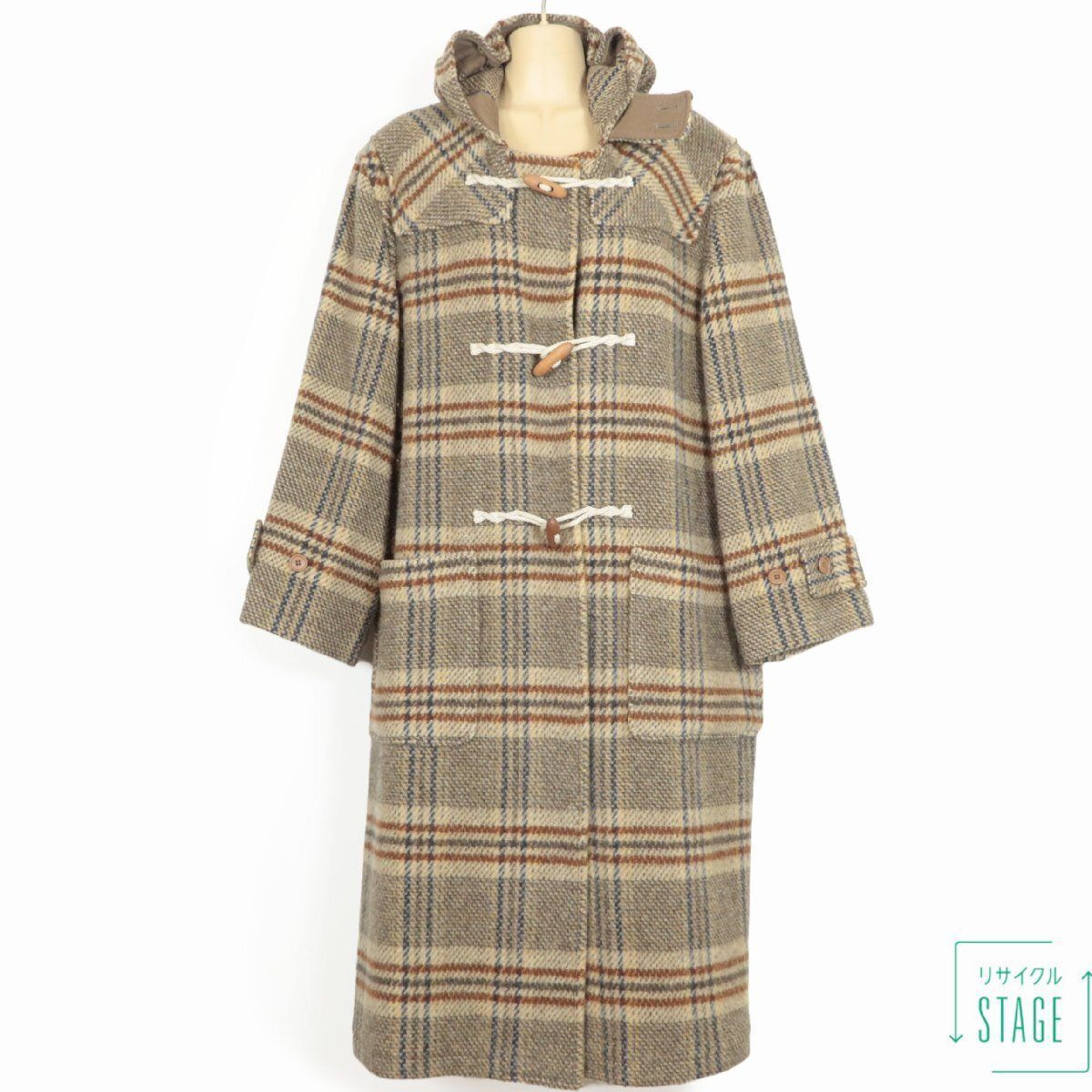 カネコイサオ☆大人可愛いダッフルコート チェック柄♪あったかウール