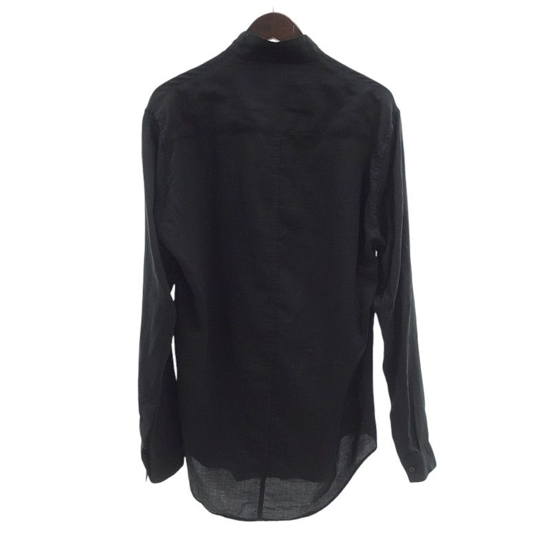 ユリウス JULIUS 25AW COTTON SILK SATIN コットン シルク 長袖 シャツ ブラック サイズ メンズ2