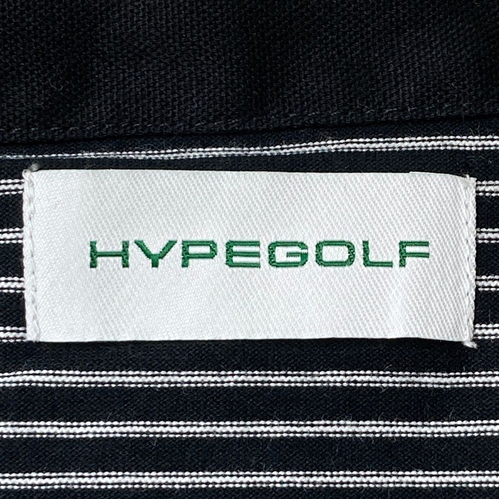 サイズ：L HYPEGOLF ハイプゴルフ 半袖ポロシャツ ボーダー柄 ブラック