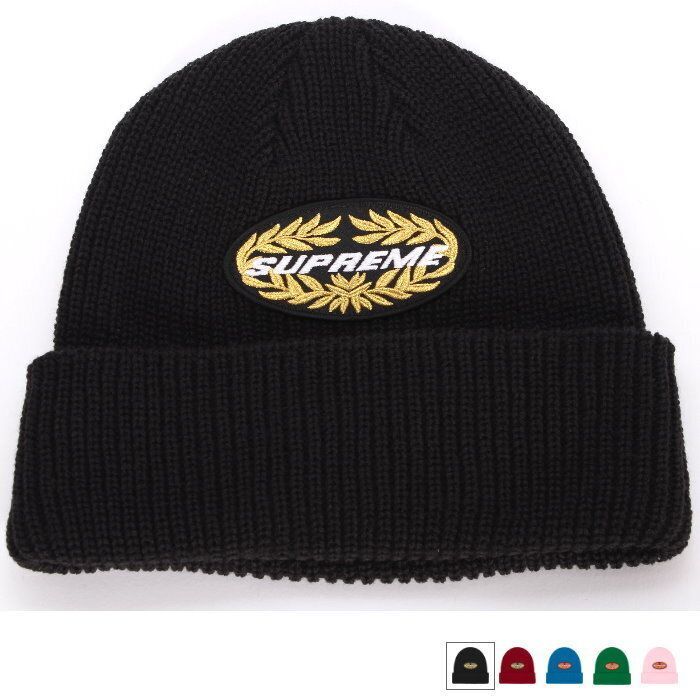 Supreme シュプリーム ターミナル ビーニー ブラック フリーサイズ Terminal Beanie クラウン ロゴ刺繍パッチ ニット帽 キャップ 帽子 ハット メンズ レディース ユニセックス 本物 売れ筋