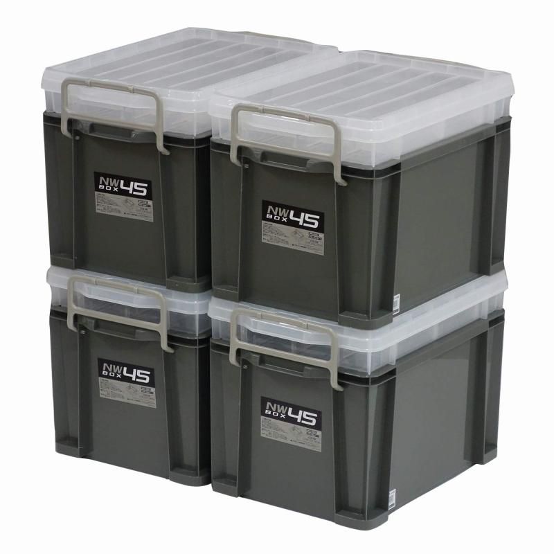 JEJアステージ 収納ボックス NWボックス 45 グレー 奥行54.5×高さ39×幅37.9cm 4個セット アウトドア カー用品 収納 ホビー DIY