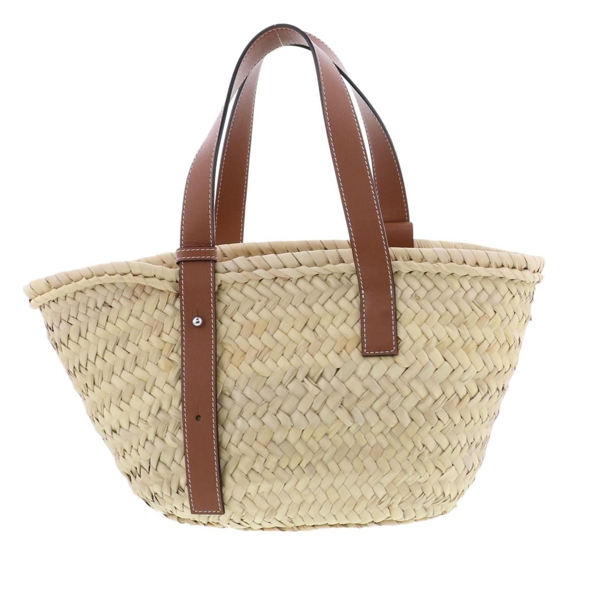 【Loewe】小さなレザートリムのバスケットトート ロエベ バスケット かごバッグ スモール ラフィア/レザー 327.02