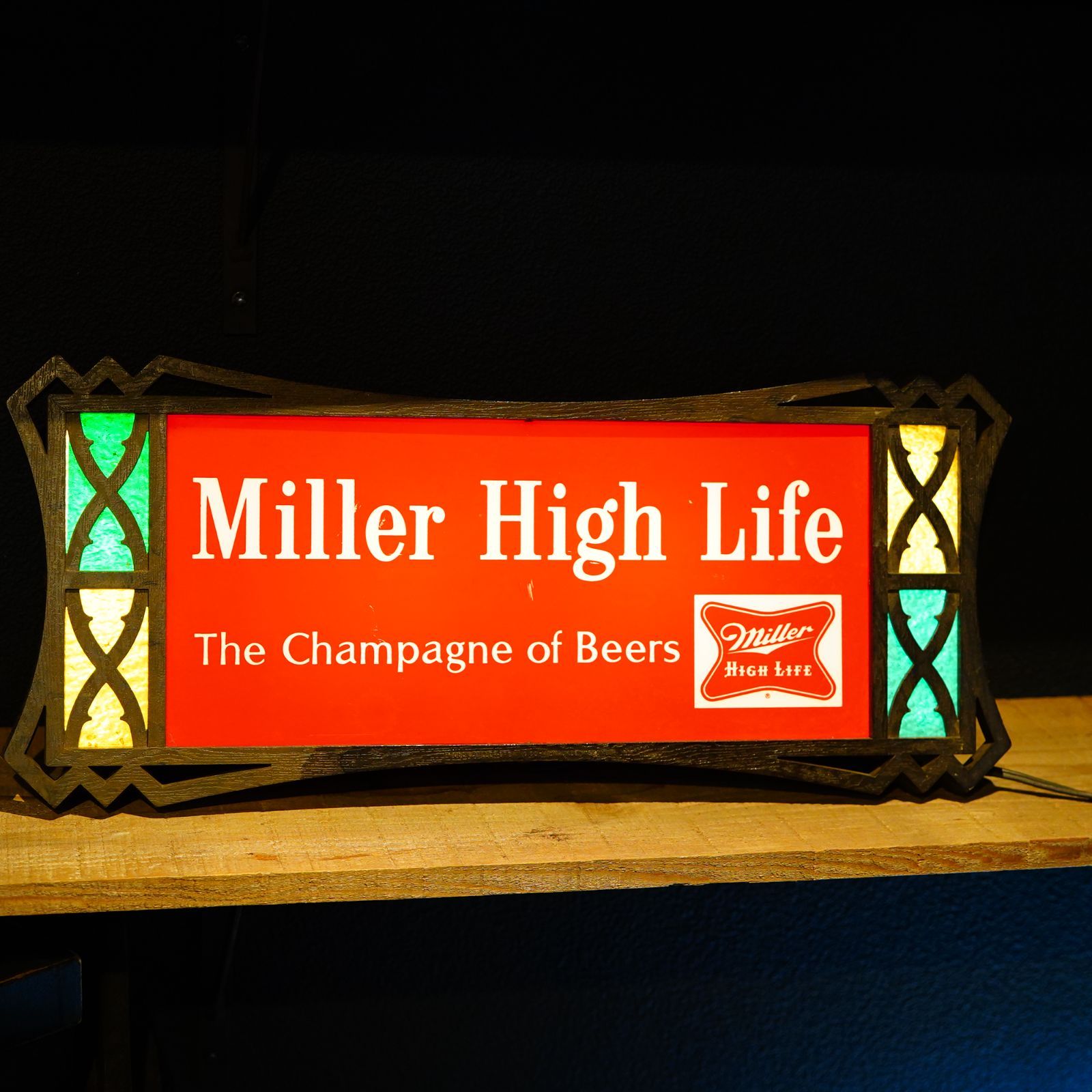 MILLER HIGH LIFE BEER ステンドグラスライトサイン アメリカン 