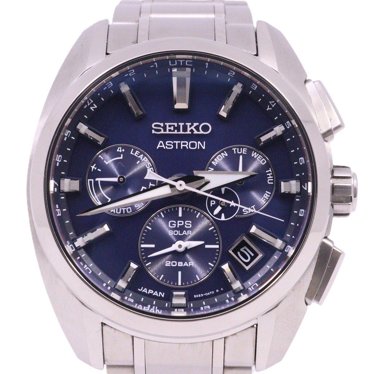 SEIKO セイコー アストロン 5Xシリーズ GPS衛星電波ソーラー メンズ 腕時計 チタン 青文字盤 SBXC065 / 5X53-0AV0【いおき質店】