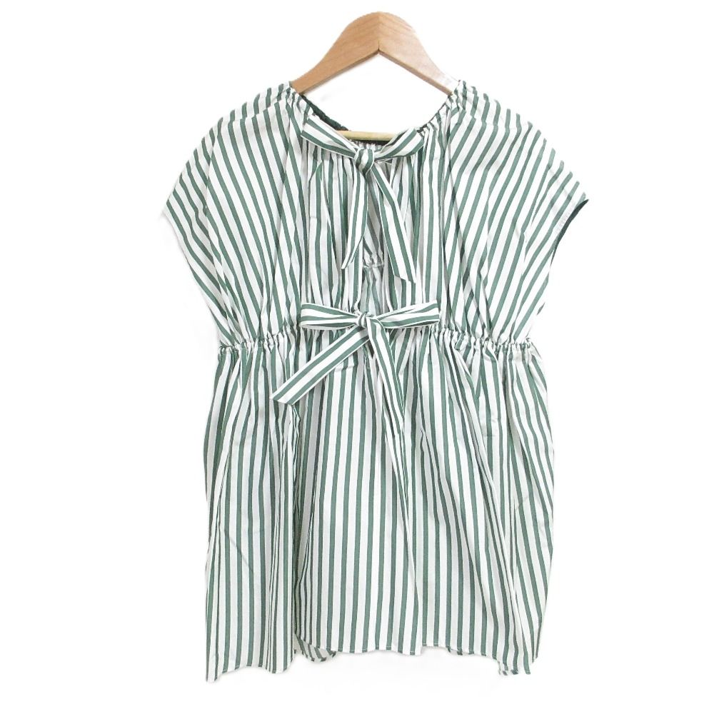 フレンチスリーブ ストライプブラウス