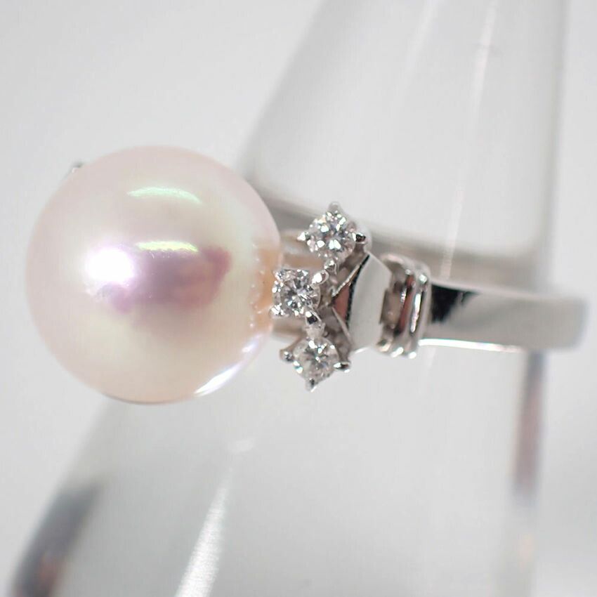 ミキモト Pt900 アコヤ真珠/パール ダイヤ リング /8.5号/j4-2