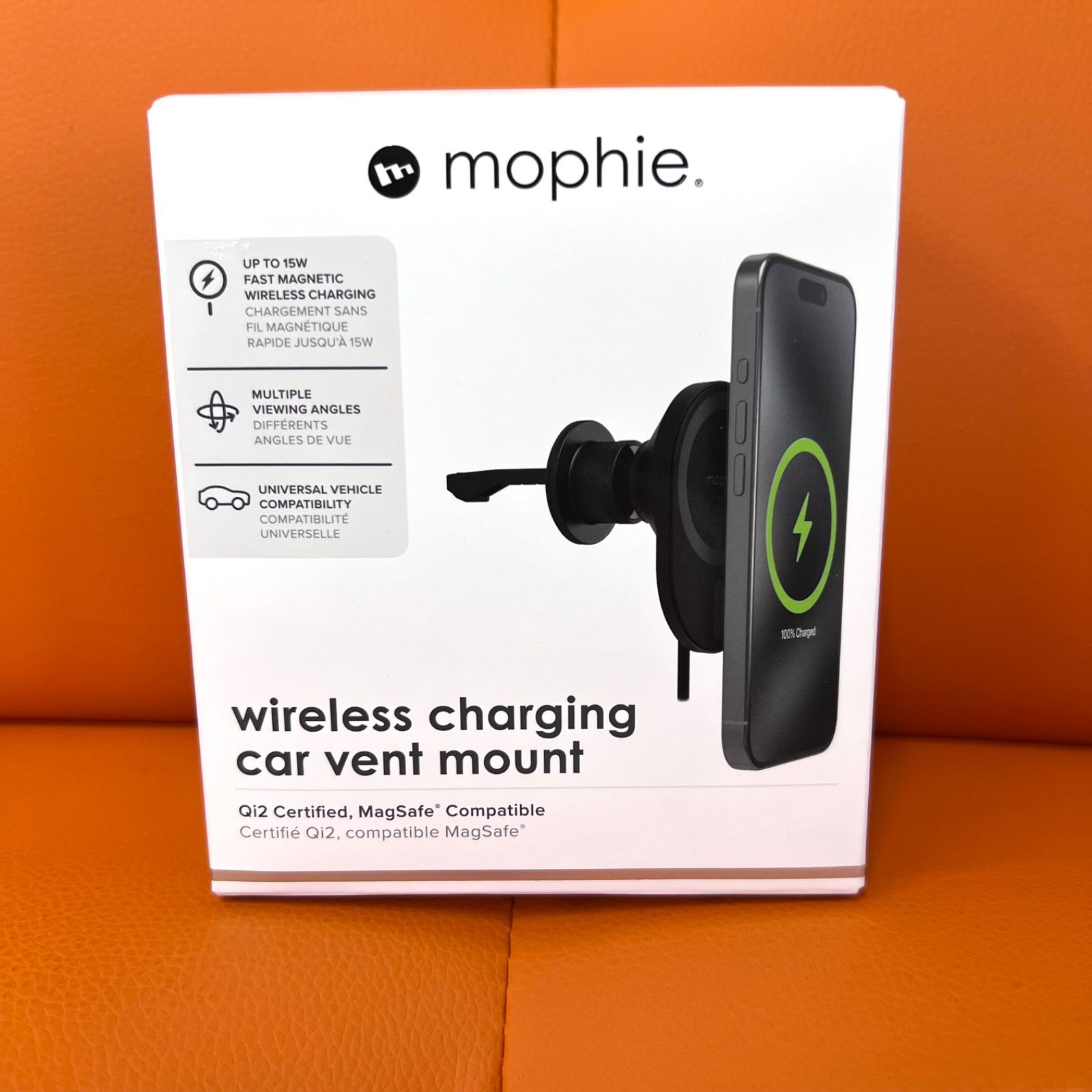Apple mophie Magnetic Wireless Charging Car Vent Mount MagSafe対応
