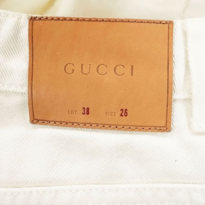 グッチ GUCCI ブーツカット ホワイト デニム パンツ ジーンズ ロング ボトムス 26 白 417282 3