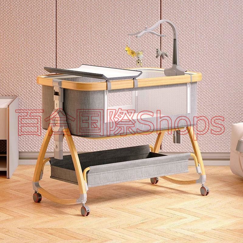 HZDMJ ベビーベッド ベージュ(カーキ) 2024年最新型☆カーキ（ベージュ）hzdmj ベビーベッド 移動式 楽天市場