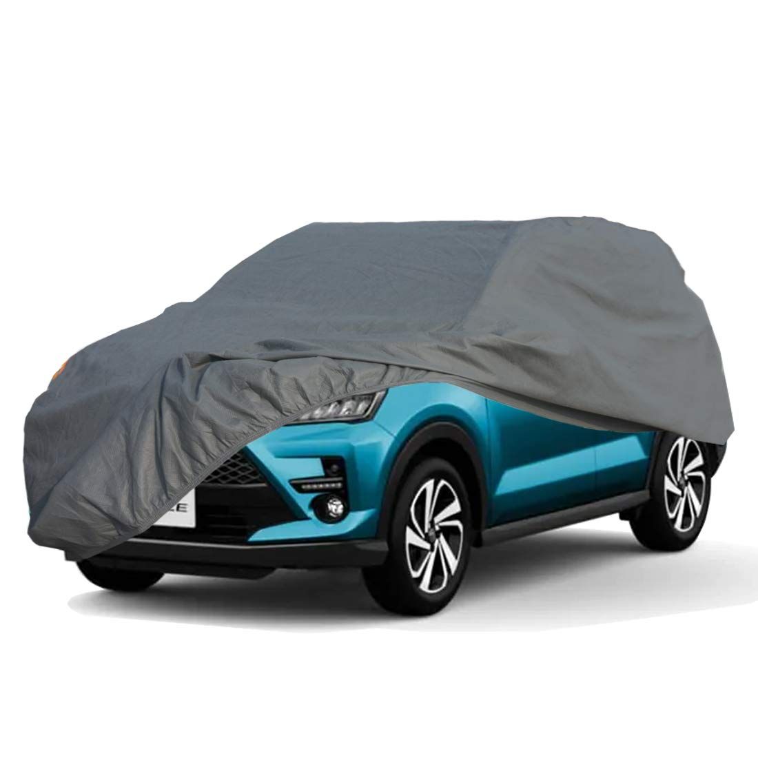 ボディーカバー 裏起毛 4層構造 不織布 車カバー 台風 防水防雪防塵防輻射紫外線 四季対応 カーカバー 小型自動車|SUV車 対応 405*176*152CMグレー