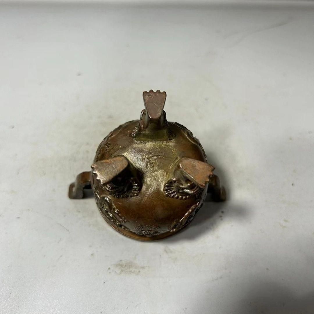 銅細工 南瓜高脚盤糸薫香炉 香道具 装飾品 工芸品 美術品 置物