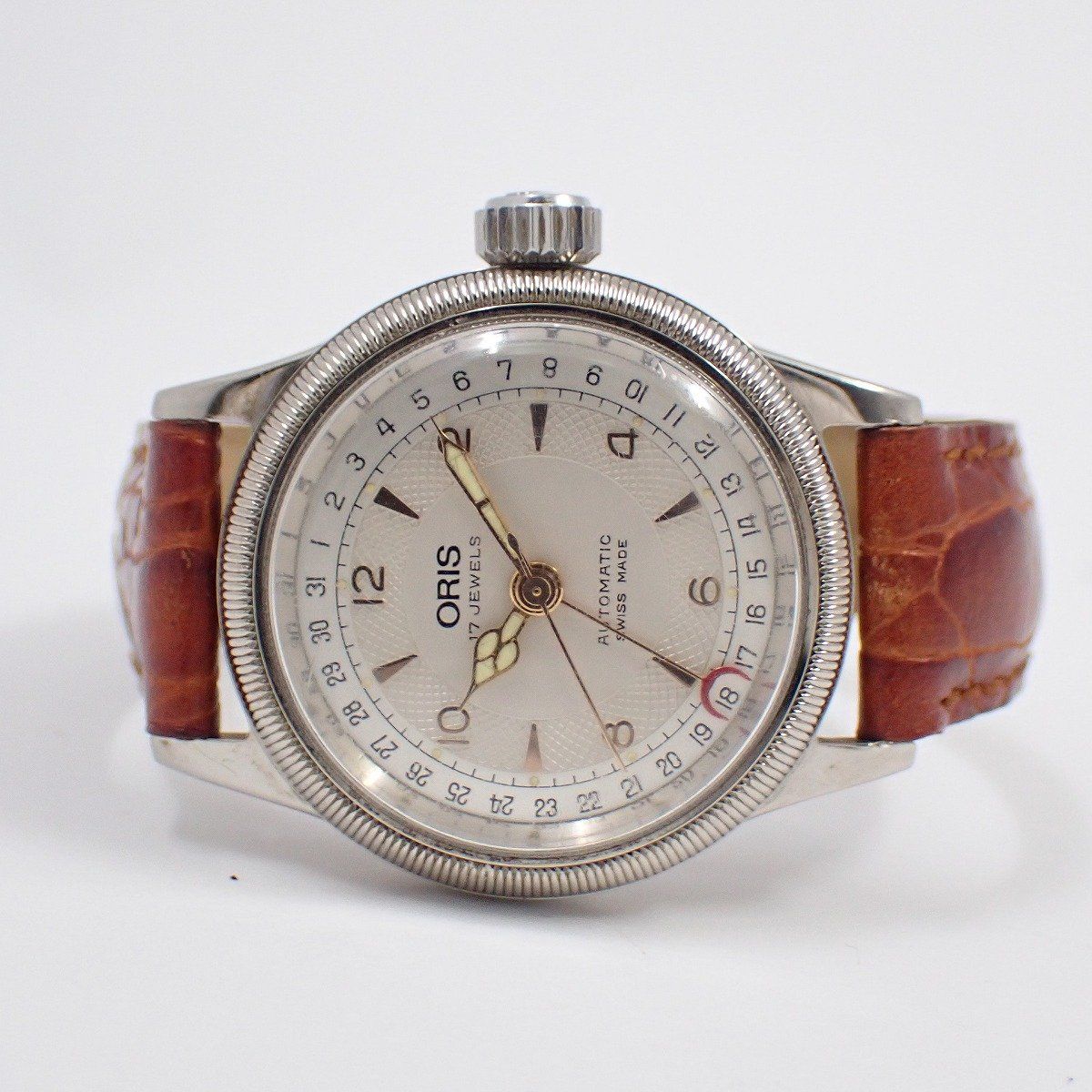 【美品】オリス ポインターデイト 自動巻き【7400B】純正尾錠【稼働品】メンズ HA-6874| オリス ビッククラウン ポインターデイト Ref.7400B SS