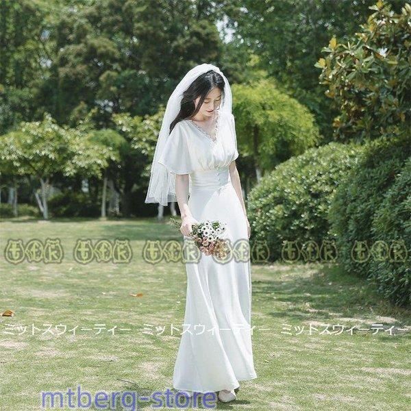 ウェディングドレス 二次会 リゾートドレス 結婚式 袖あり ブライダル 前撮り 挙式 花嫁 旅行 フォト パーティードレス ワンピース ガーデLYX日替わり