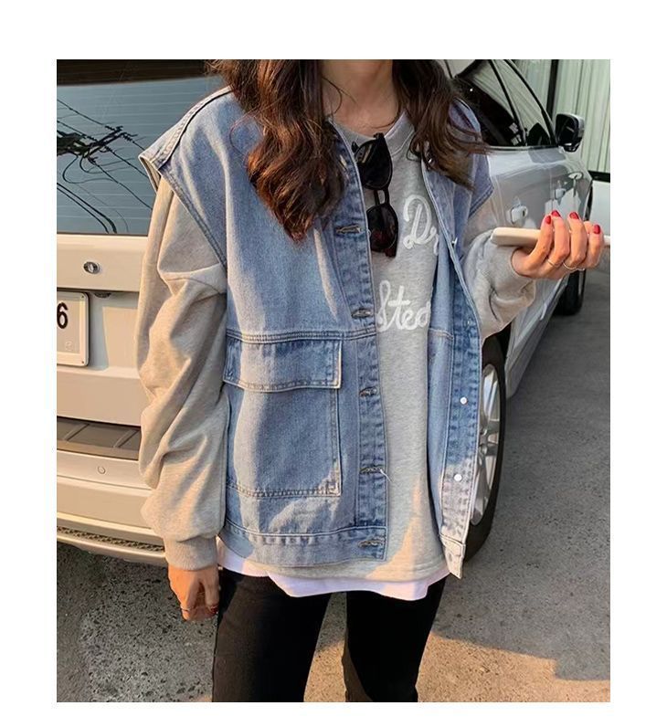 デニムトップス デニムベスト ノースリーブ コート カーディガン