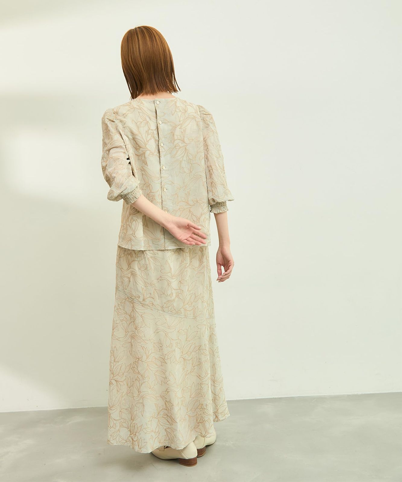 楊柳刺繍スカート レディース